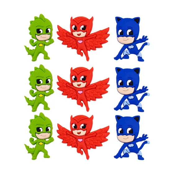 Aplique Personagens Pj Mask Emborrachado Com 50 Pecas