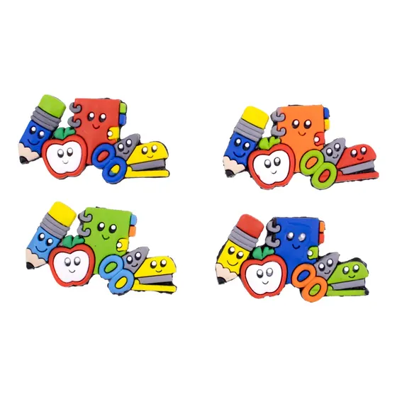 Aplique Material Escolar Emborrachado Com 50 Pecas