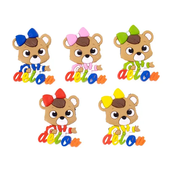 Aplique Escolar Ursinho Vogais Emborrachado Com 50 Pecas