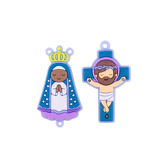 Kit Aplique Para Terco Nossa Senhora Aparecida E Cruz 50Mm Emborrachado Com 100 Pecas