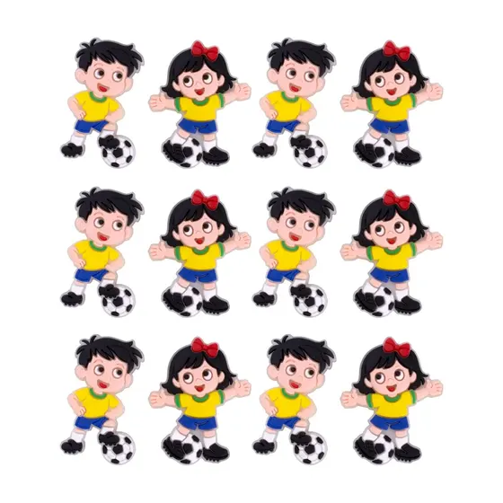 Kit Aplique Futebol Infantil 45X35Mm Emborrachado Com 50 Pecas
