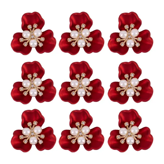 Aplique Flor Luxo 38X38Mm Em Abs Com 50 Pecas