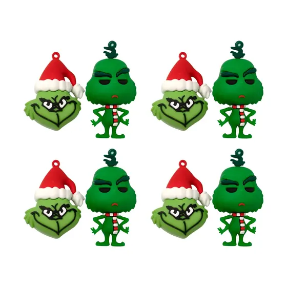 Pingente Grinch De Natal Emborrachado Com 12 Pecas - 103 Colorido