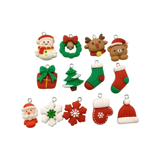 Pingente Icones Natal Em Resina Com 50 Pecas - 103 Colorido
