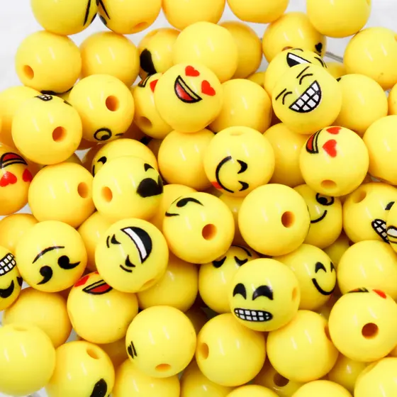 Bola Emoji 12Mm Em Plastico Com 100 Pecas