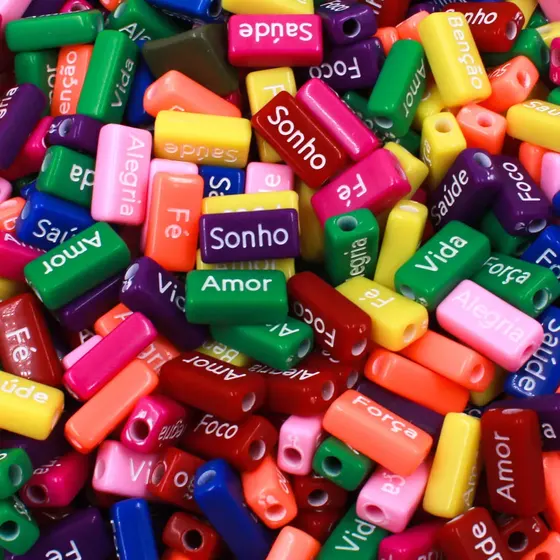 Entremeio Retangular Palavras Em Portugues 8X15Mm Em Plastico