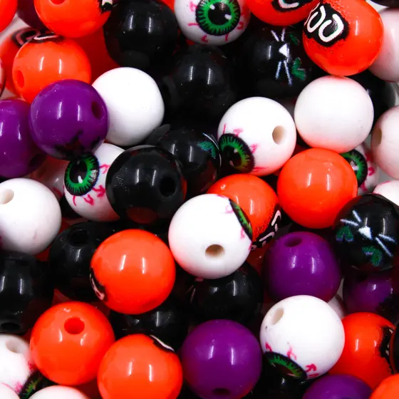 Bola Halloween Variados 12Mm Em Plastico Com 100 Pecas