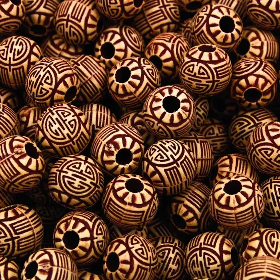 Bola Estilo Madeira Retro 12Mm Em Acrilico