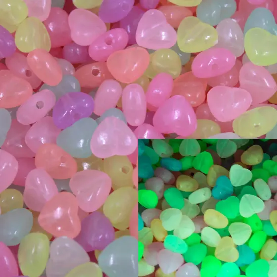Coracao Fluorecente Passante 08Mm Em Plastico