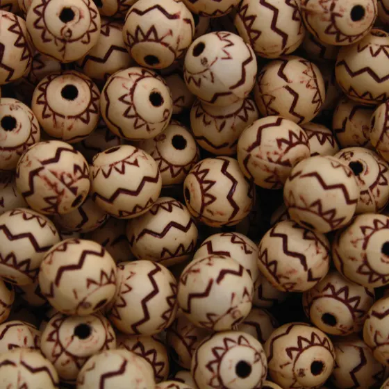 Bola Estilo Madeira Tribal 10Mm Em Plastico