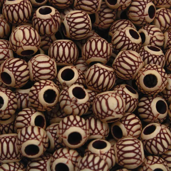 Bola Estilo Madeira Trabalhada 10Mm Em Plastico