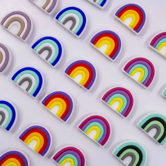 Entremeio Arco Iris Para Prendedor De Chupeta 25Mm Em Pvc Com 30 Pecas