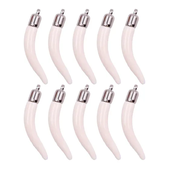 Pingente Dente De Osso 48Mm Em Acrilico Com 100 Pecas