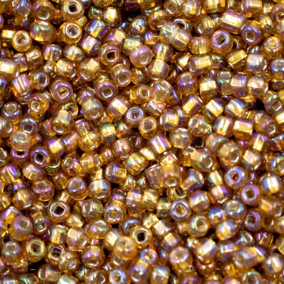 Micangao Com Miolo Prata Irisado 3.6Mm (6/0) Em Vidro