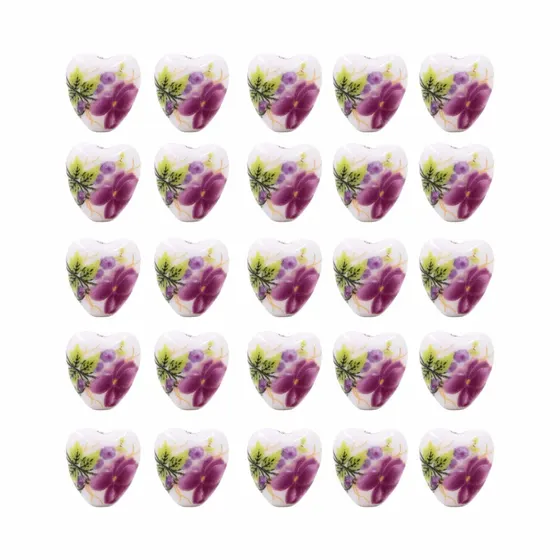 Entremeio Coracao Orquidea 12X13Mm Em Ceramica Com 200 Pecas