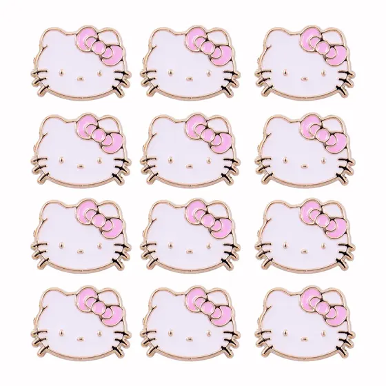Pin Para Crocs Hello Kitty 25X19Mm Em Abs Com 100 Unidades - 073 Dourado