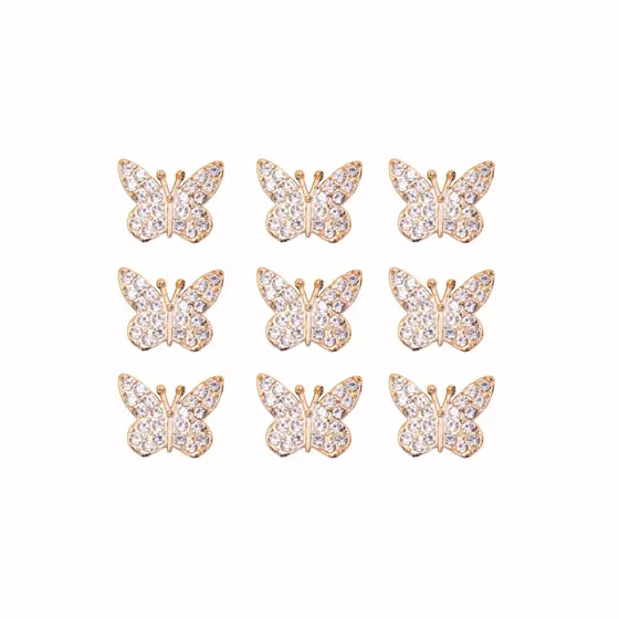 Aplique Para Broche Borboleta Cravejado 19X15Mm Em Abs Com 100 Unidades