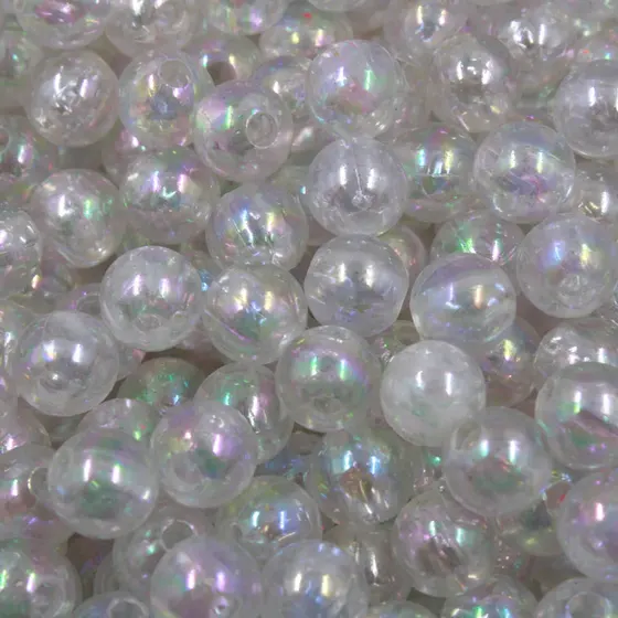 Bola Irisada Translucida Passante 10Mm Em Acrilico Com 500Gr