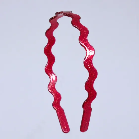 Tiara Curvada Glitter Em Plastico Com 12 Pecas