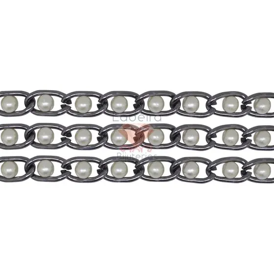 Corrente De Aluminio Com Perola 8Mm Com 50 Metros
