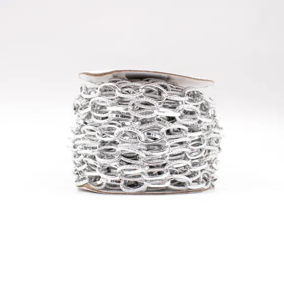Corrente Cartier Trabalhada 09X16Mm Aluminio Com 15 Metros - Niquel