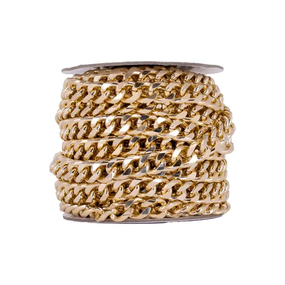 Corrente Cartier Lixada 13X16Mm Em Aluminio Com 10 Metros - Dourado