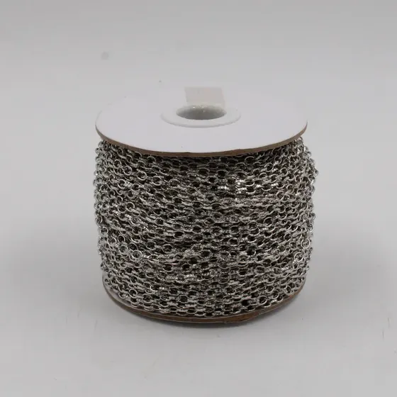 Corrente Elo Portugues 4.8X3.8Mm Em Ferro Com 50 Metros - Niquel