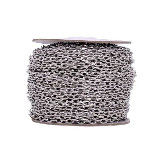 Corrente Elo Portugues 7.1X5.4Mm Em Ferro Com 50 Metros - Niquel