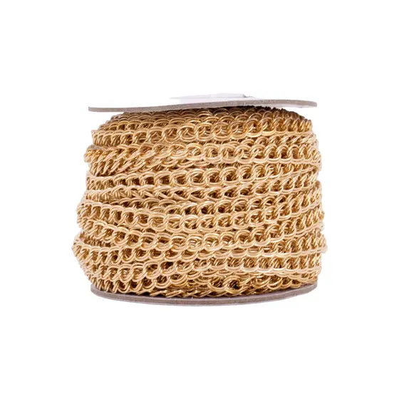 Corrente Grumet Dupla 7.8X5.4Mm Em Ferro Com 25 Metros - Dourado