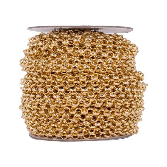 Corrente Elo Portugues 08Mm Em Aluminio Com 40 Metros - Dourado