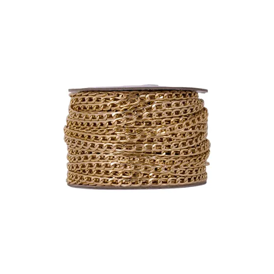 Corrente Cartier Lixada 07X10Mm Em Aluminio Com 40 Metros - Dourado