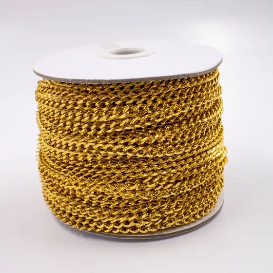 Corrente Cartier 05X7.2Mm Em Aluminio Com 50 Metros - Dourado