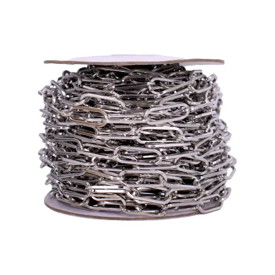 Corrente Americana 10.2X27.6Mm Em Ferro Com 20 Metros - Niquel