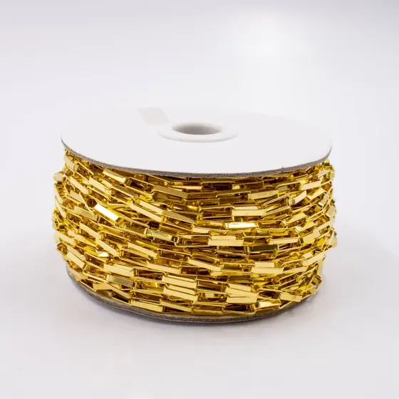 Corrente Elo Quadrado 4.2X12Mm Em Ferro Com 25 Metros - Dourado