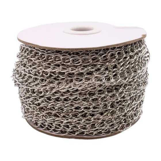 Corrente Cartier 06X8.2Mm Em Ferro Com 50 Metros - Niquel
