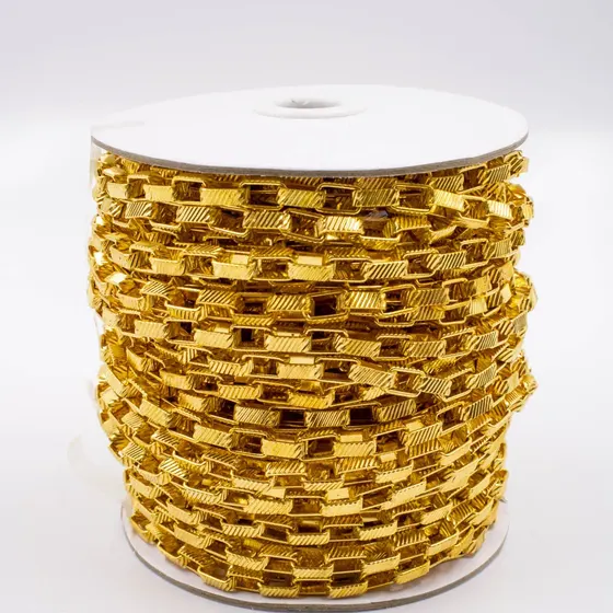 Corrente Elo Quadrado 4.5X7.5Mm Em Ferro Com 25 Metros - Dourado