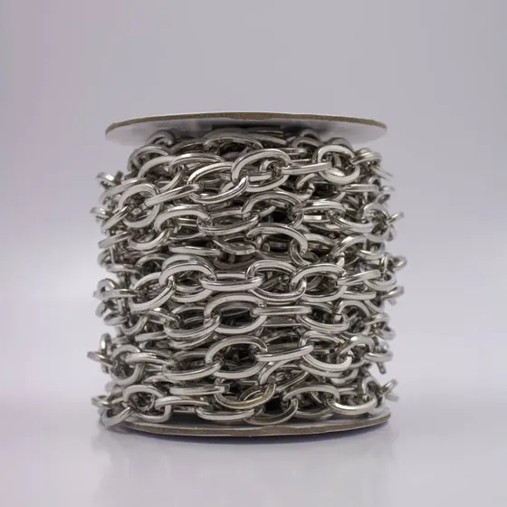 Corrente Elo Portugues 19.7X13.8Mm Em Ferro Em 10 Metros - Niquel
