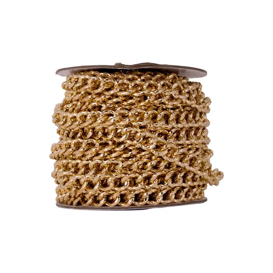 Corrente Grumet Torcido 12.7X16.5Mm Em Aluminio Com 15 Metros - Dourado