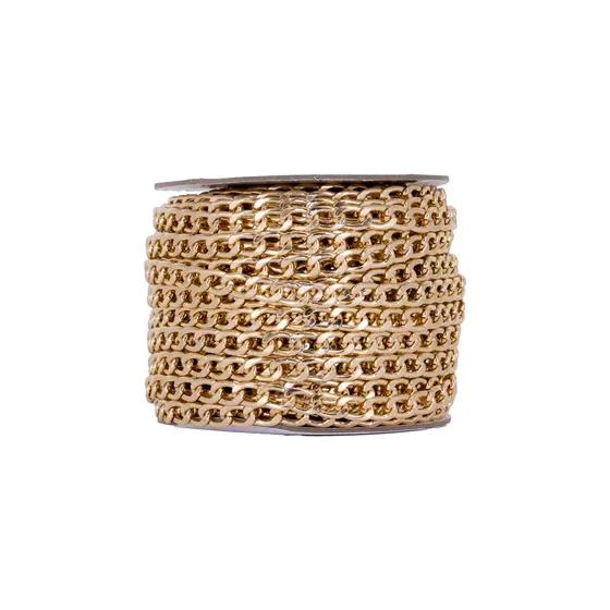 Corrente Grumet Oval 08X13Mm Em Aluminio Com 25 Metros - Dourado