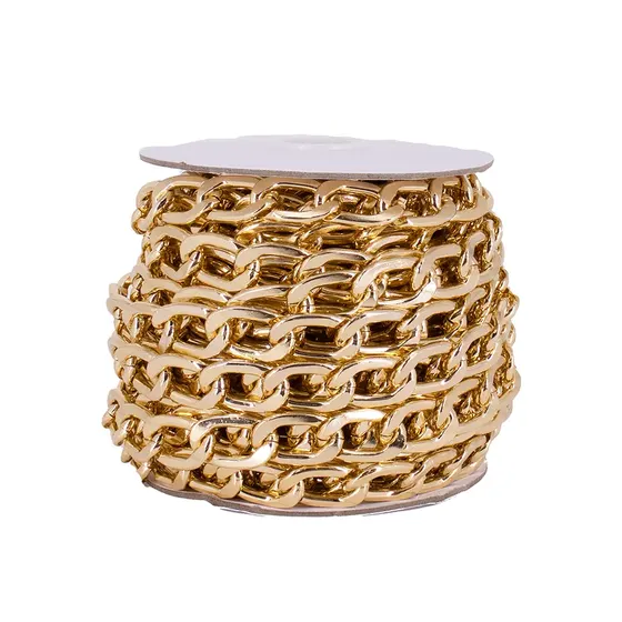 Corrente Grumet 15.1X23.6Mm Em Aluminio Com 10 Metros - Dourado