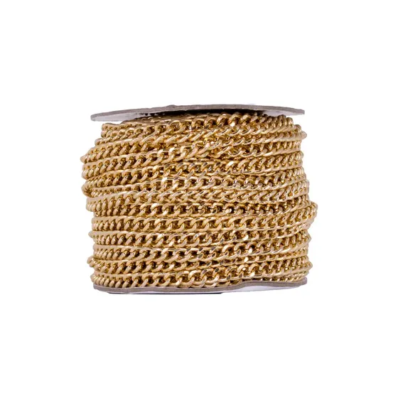 Corrente Grumet Lixado 07X8.9Mm Em Aluminio Com 30 Metros - Dourado