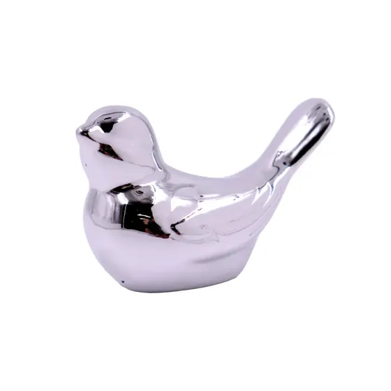 Enfeite Decorativo De Passarinho 7.5X5Cm Em Ceramica Unidade - Niquel