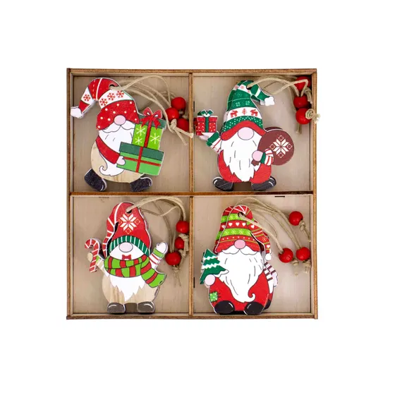 Enfeite Para Pendurar Papaei Noel 06Cm Em Madeira Com 12 Pecas