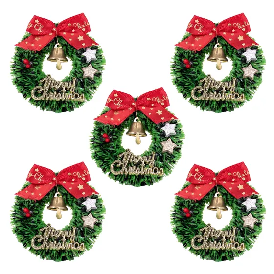 Mini Guirlanda De Natal Decorativa 65Mm Em Poliester Com 12 Pecas - Verde Escuro