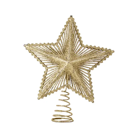 Estrela Ponteira De Arvore De Natal Com Glitter 20Cm