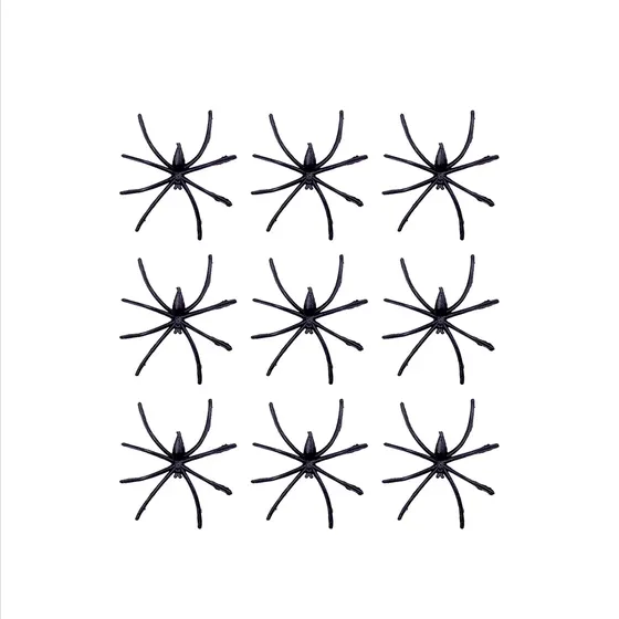 Enfeite Mini Aranha 10Mm Em Plastico Com 50 Pecas