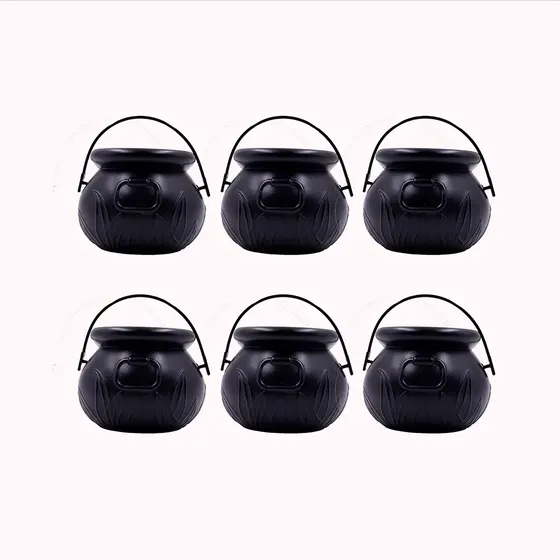 Mini Caldeirao De Bruxa 55X65Mm Em Plastico Com 06 Unidades