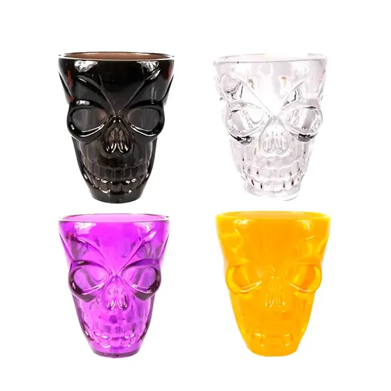 Copo Shot Dose Caveira Em Plastico Com 04 Unidades