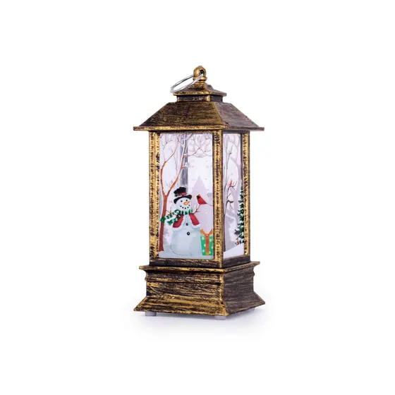 Lanterna Natalina Retangular 04X04X12Cm Unidade - Ouro Velho