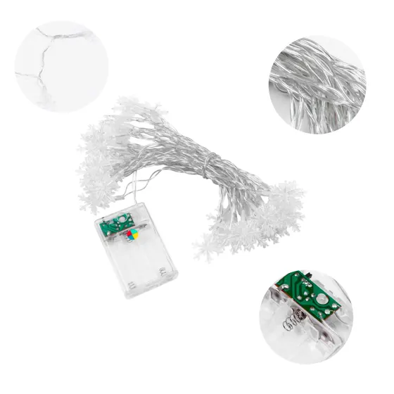 Pisca Pisca De Natal Cordao De Led Flocos De Neve Com 03 Metros